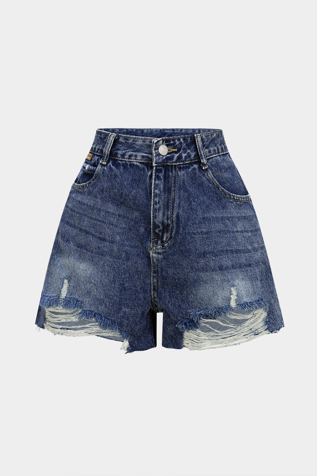 Kurze Jeanshose mit weitem Bein und Rissen
