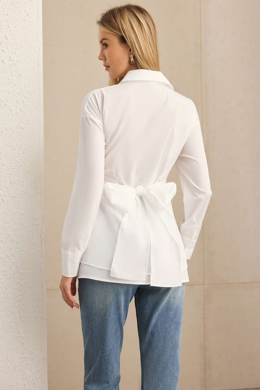 Crossed Button Layered Long-Sleeve Shirt