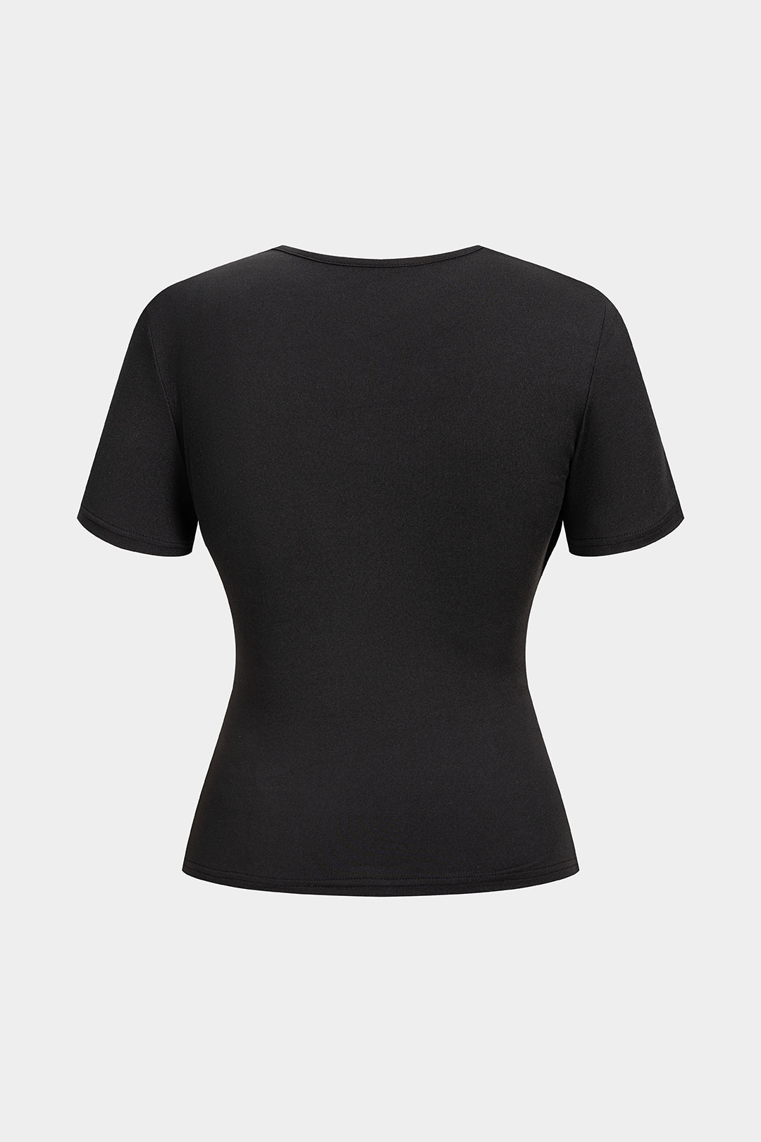 Gekreuztes, asymmetrisch ausgeschnittenes Kurzarm-T-Shirt
