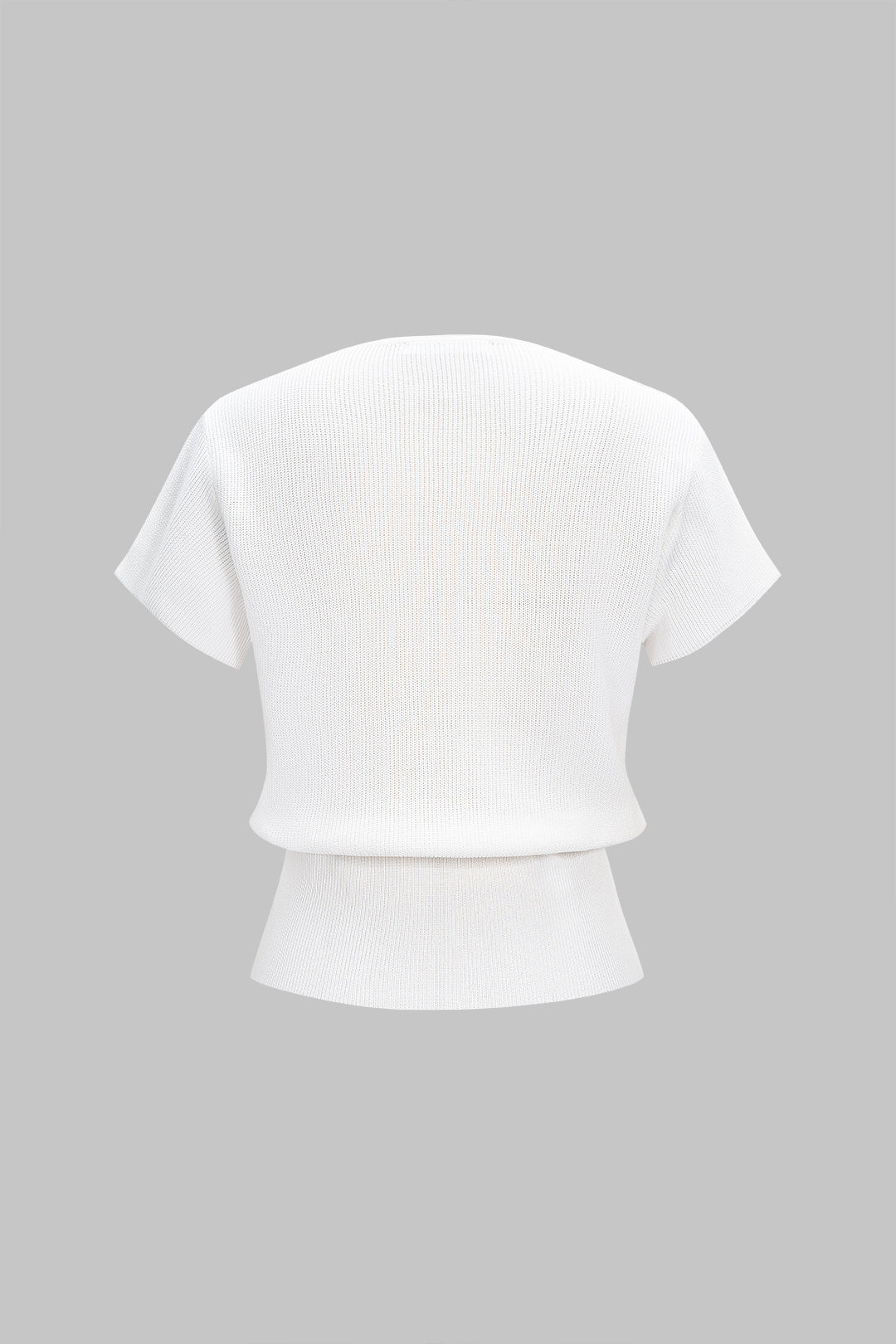 Knit Crossed V-Neck Short-Sleeve Top