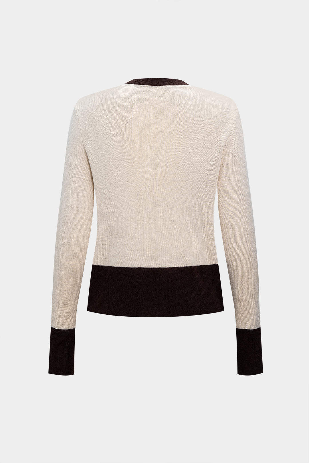 Knit Contrast Button Long-Sleeve Top