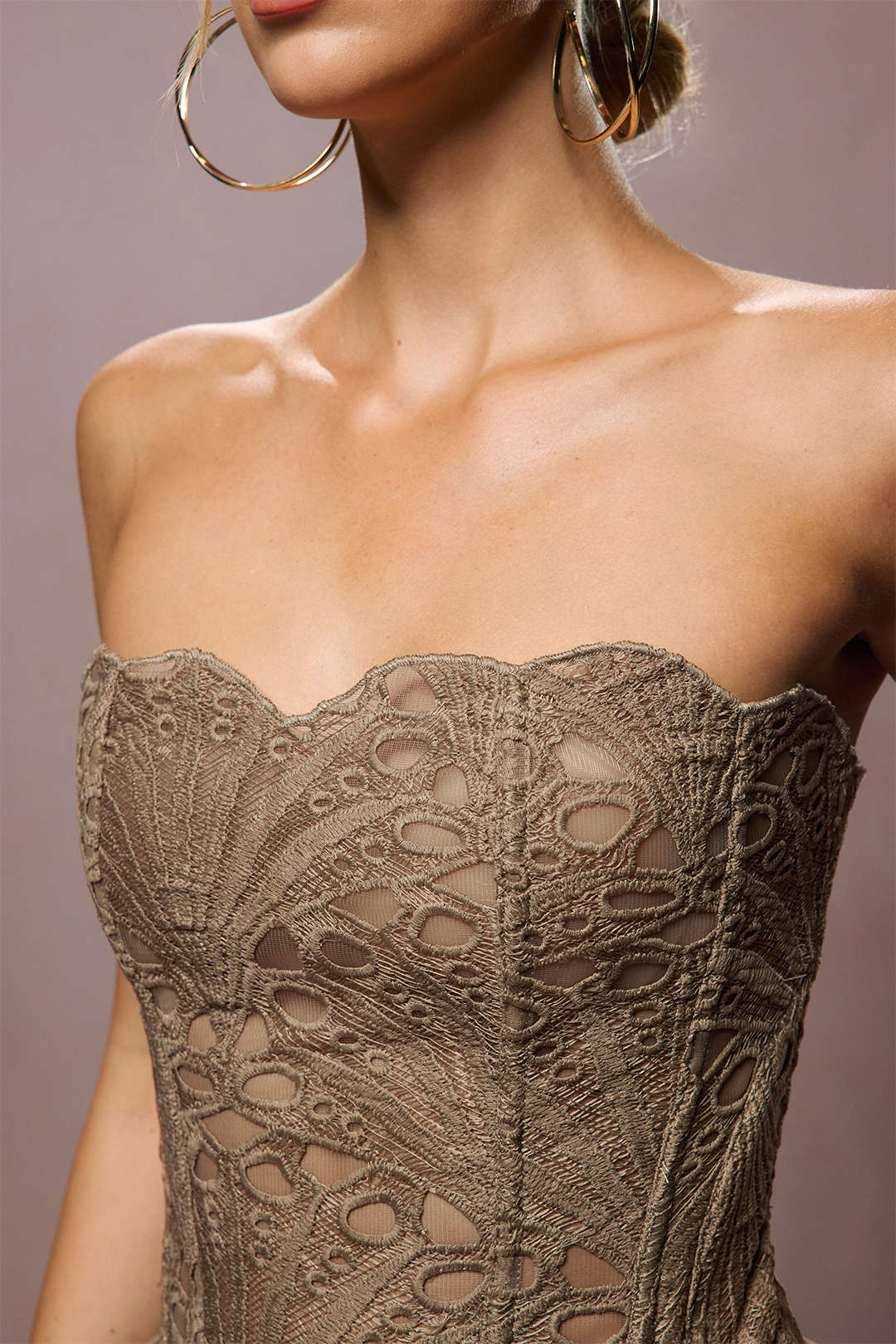 Mesh Lace Tie Back Tube Top