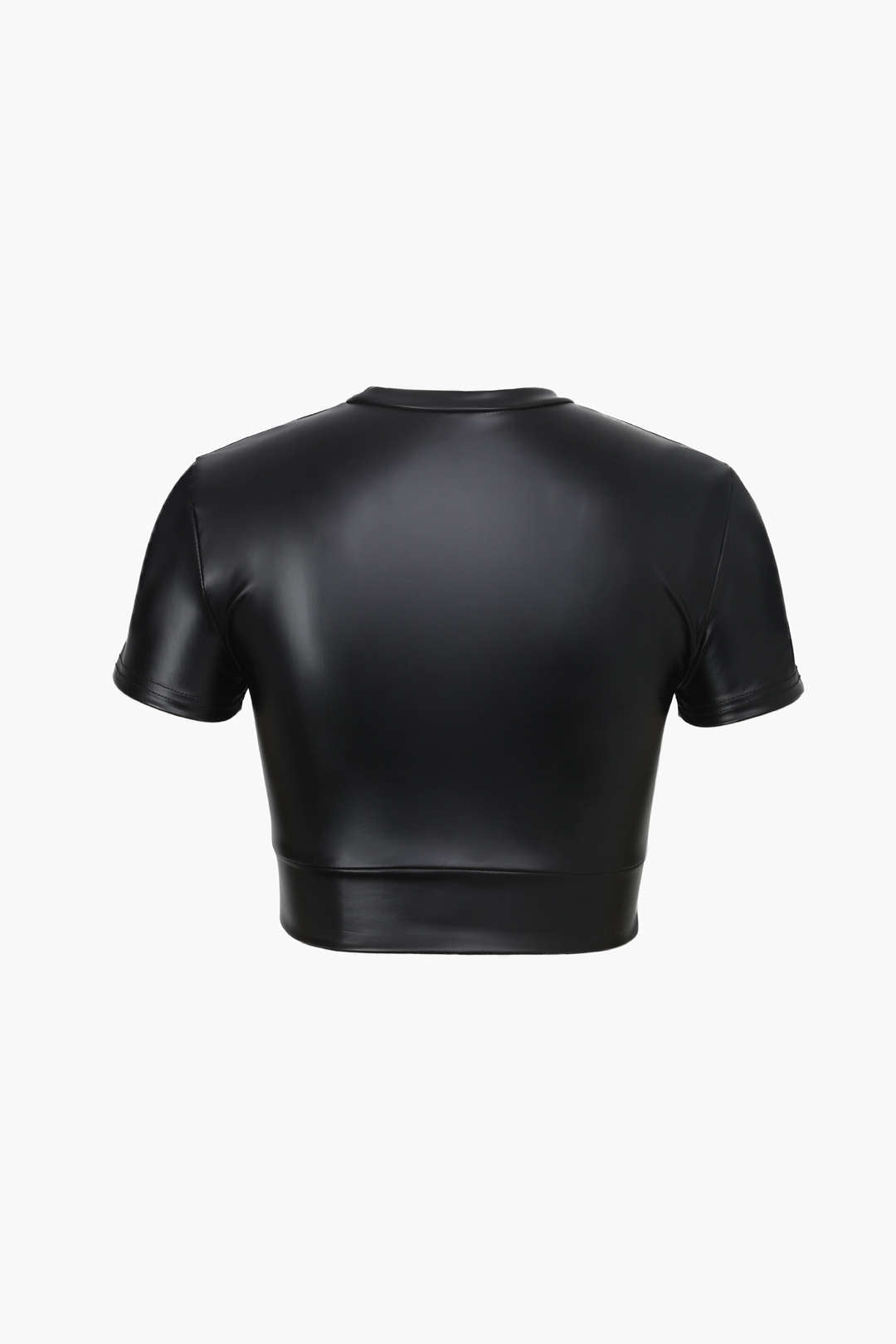 T-shirt court basique en similicuir