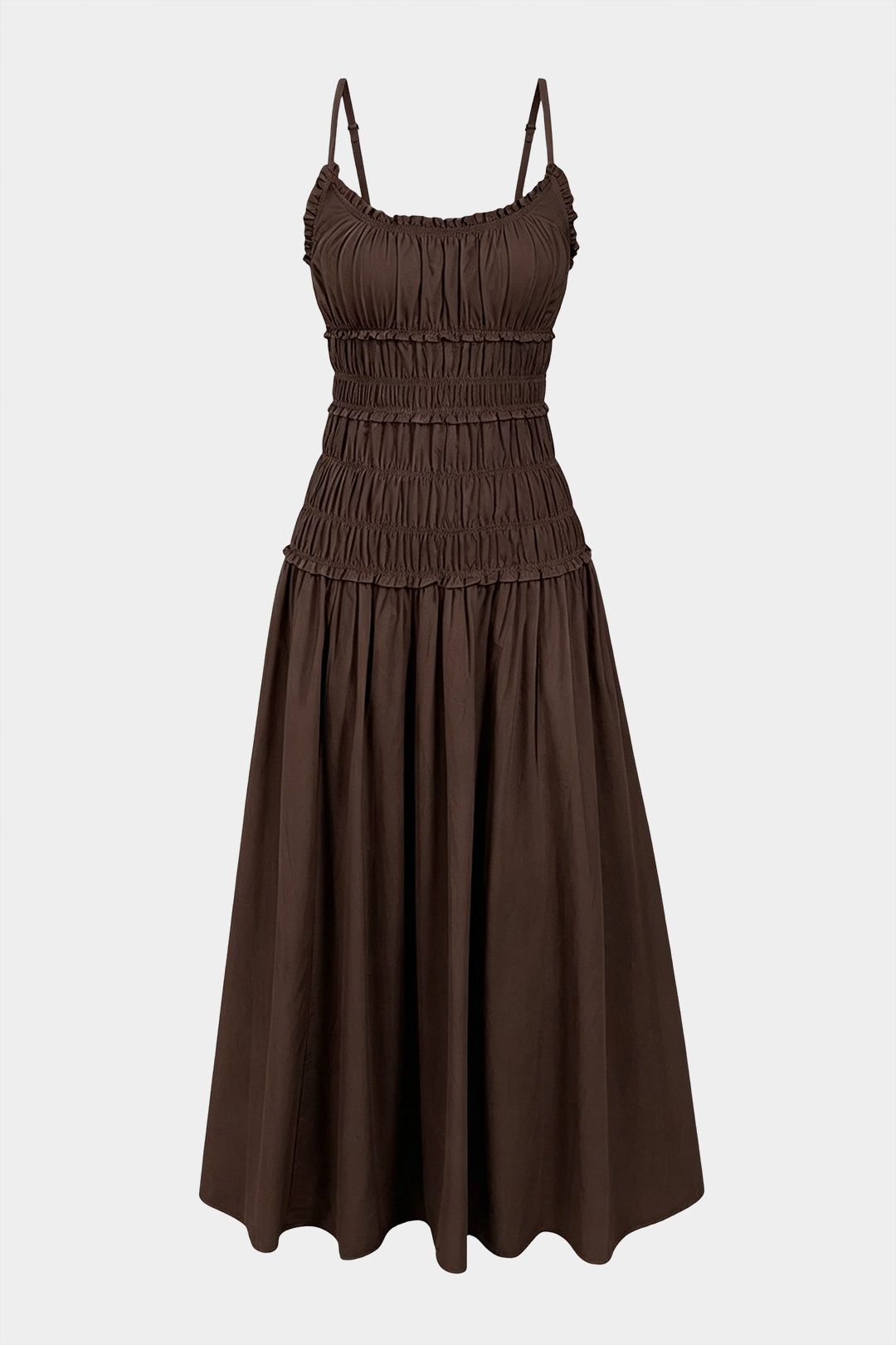 Solid Ruffled Slip Sleeveless Maxi Dress