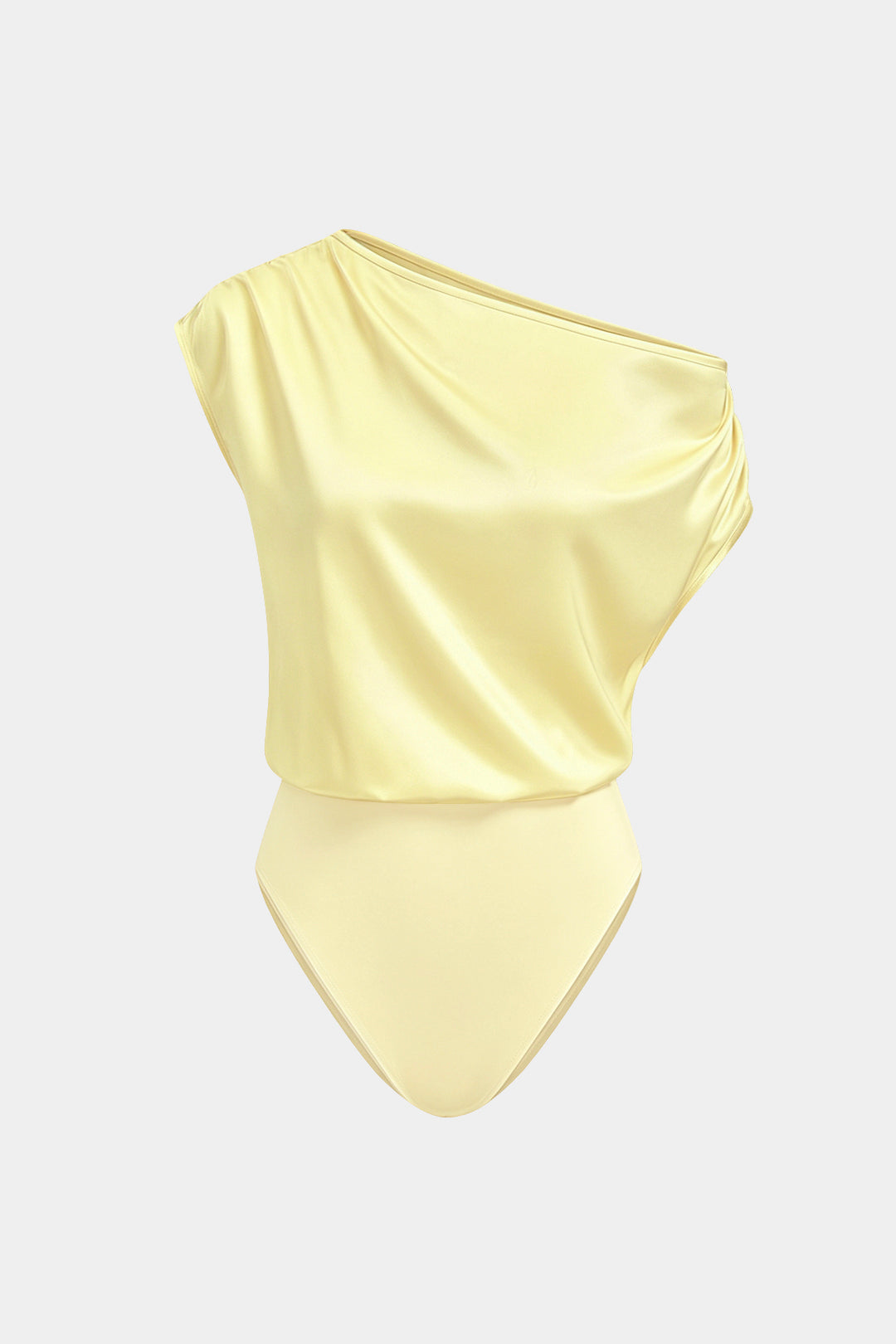 Satin-Patchwork-Body mit One-Shoulder-Träger, Raffungen und ärmellosem Design
