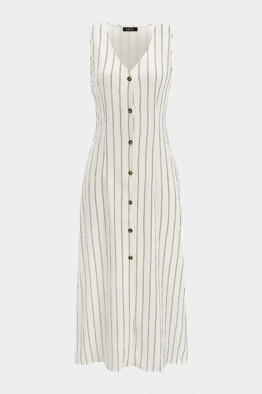 Stripes Print V-Neck Sleeveless Maxi Dress
