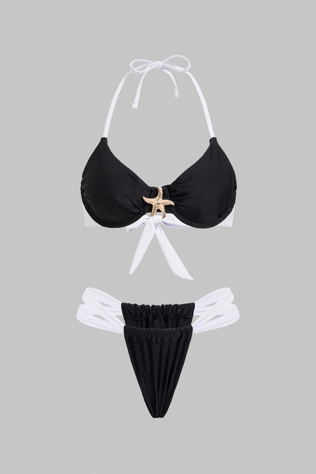Bikini-Set mit Kontrastfarben und Neckholder zum Binden