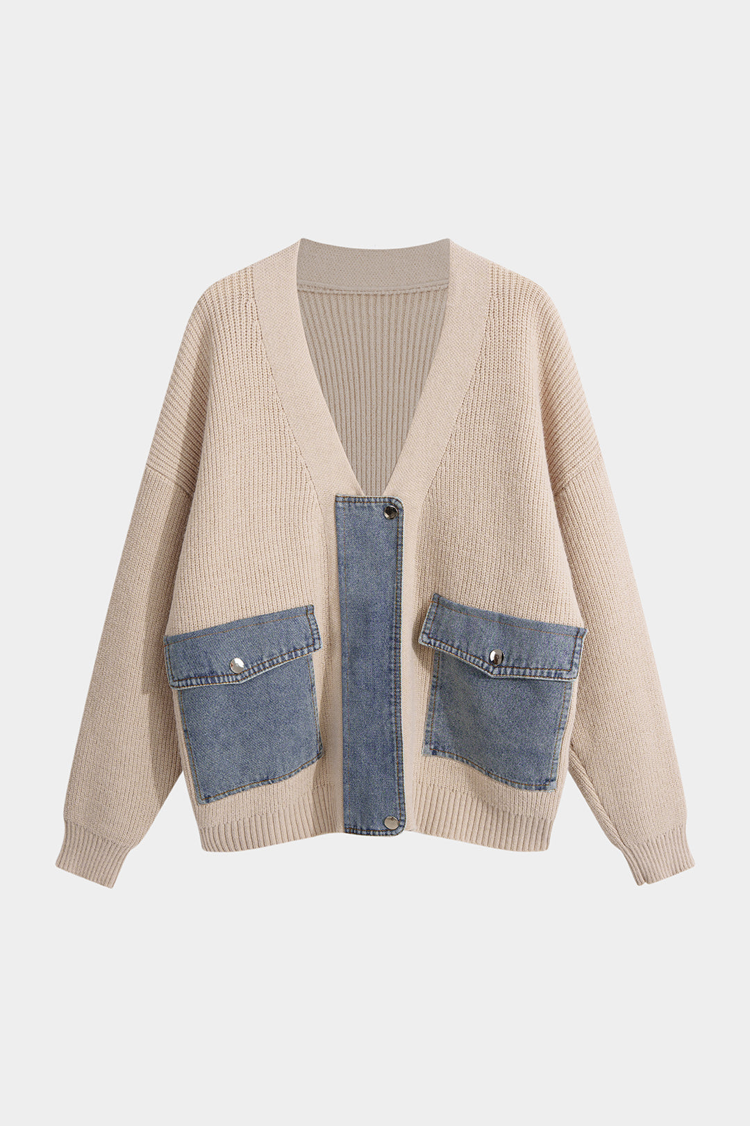 Cardigan zippé en maille patchwork