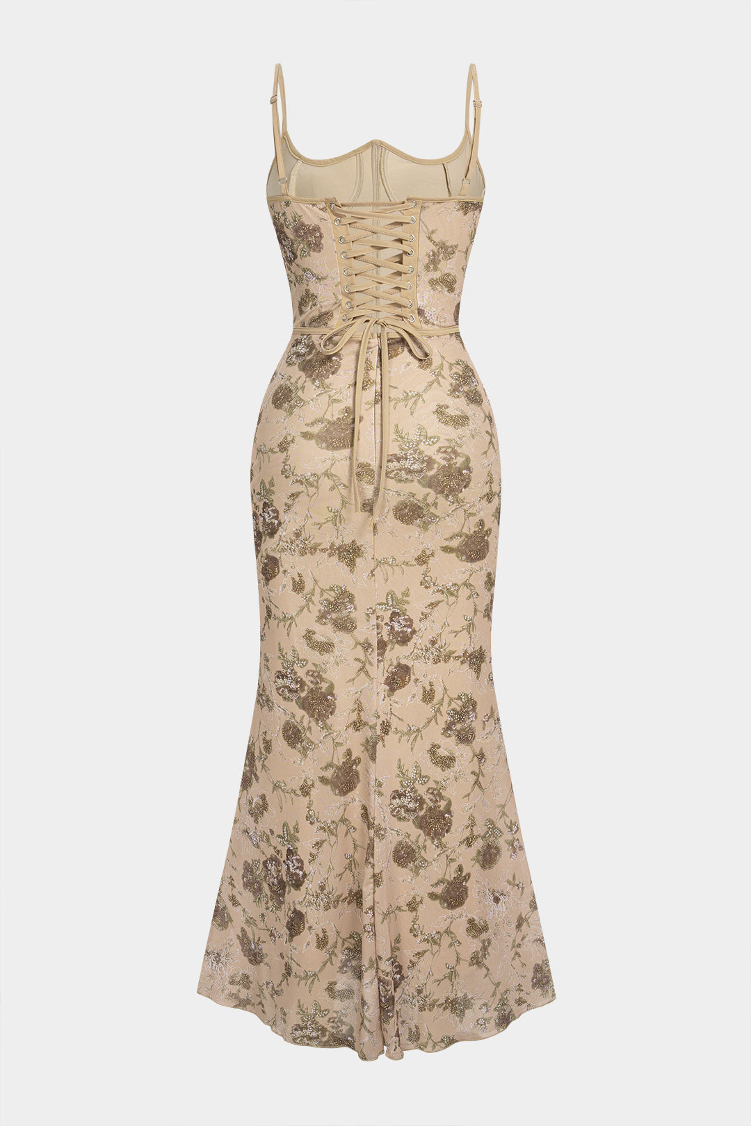 Maxikleid mit Blumenmuster, Rückenschnürung und Cut-Outs, ärmellos