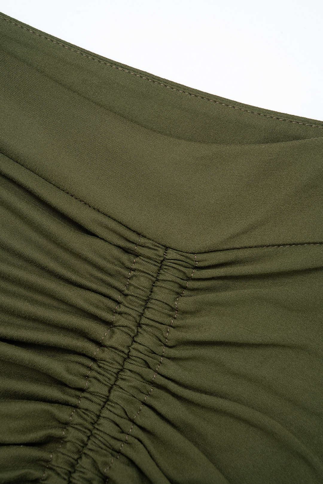 Solid Round Neck Cami Top And Drawstring Ruched Skirt Set