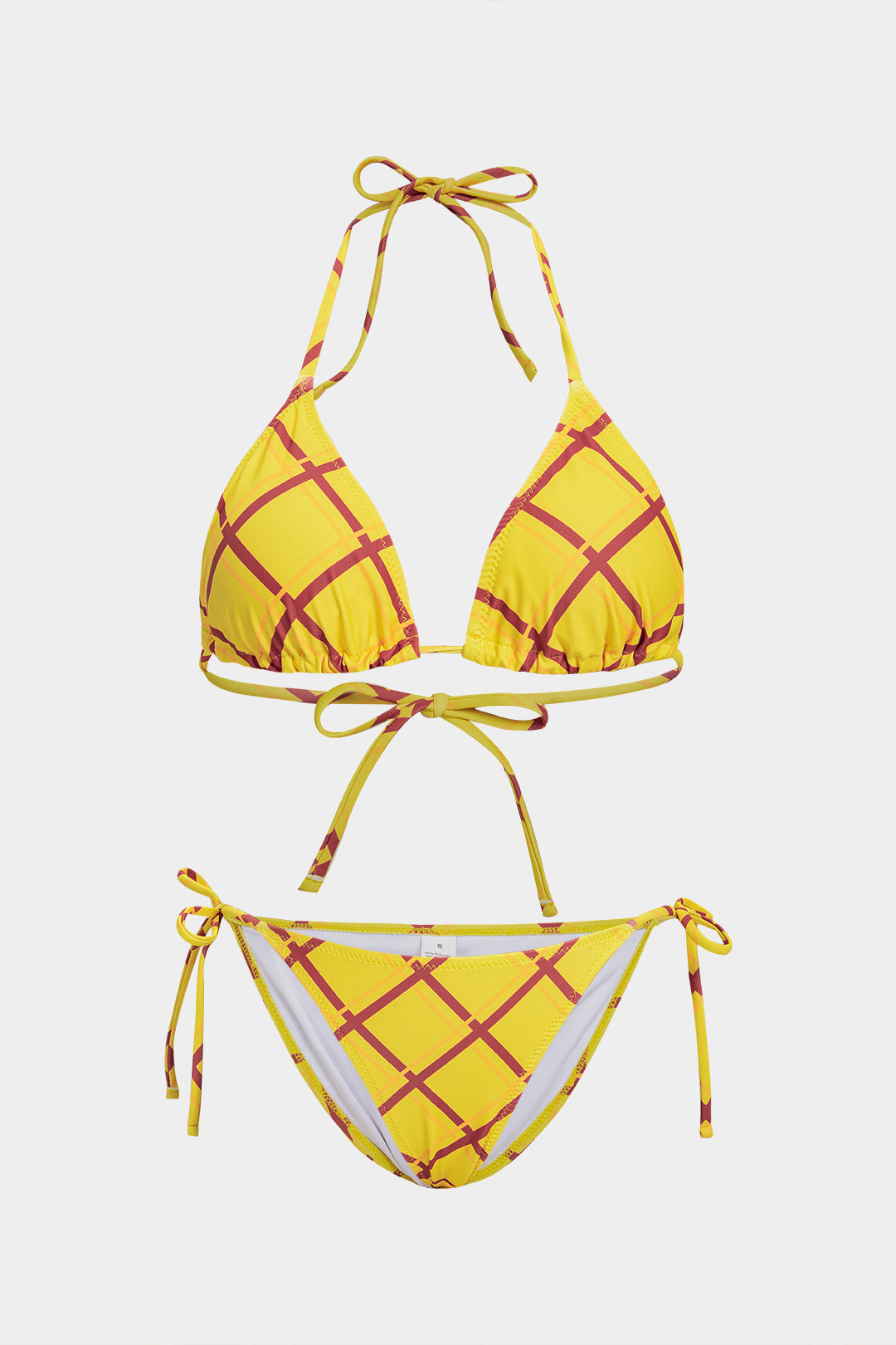 Bikini-Set mit Neckholder zum Binden und Karomuster