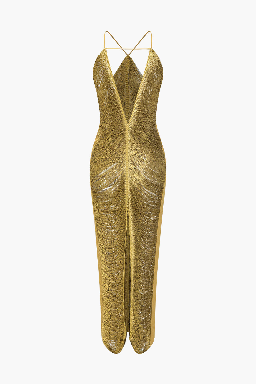 Robe mi-longue unie avec découpes et fente