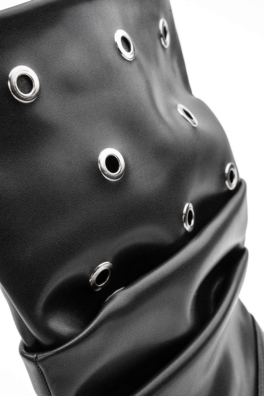 Studded Faux Leather Pointed Mid Calf Boots