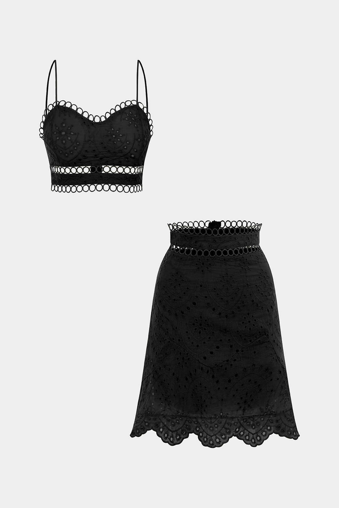 Hollow Out Backless Cropped Cami Top And High Waist Skirt Set