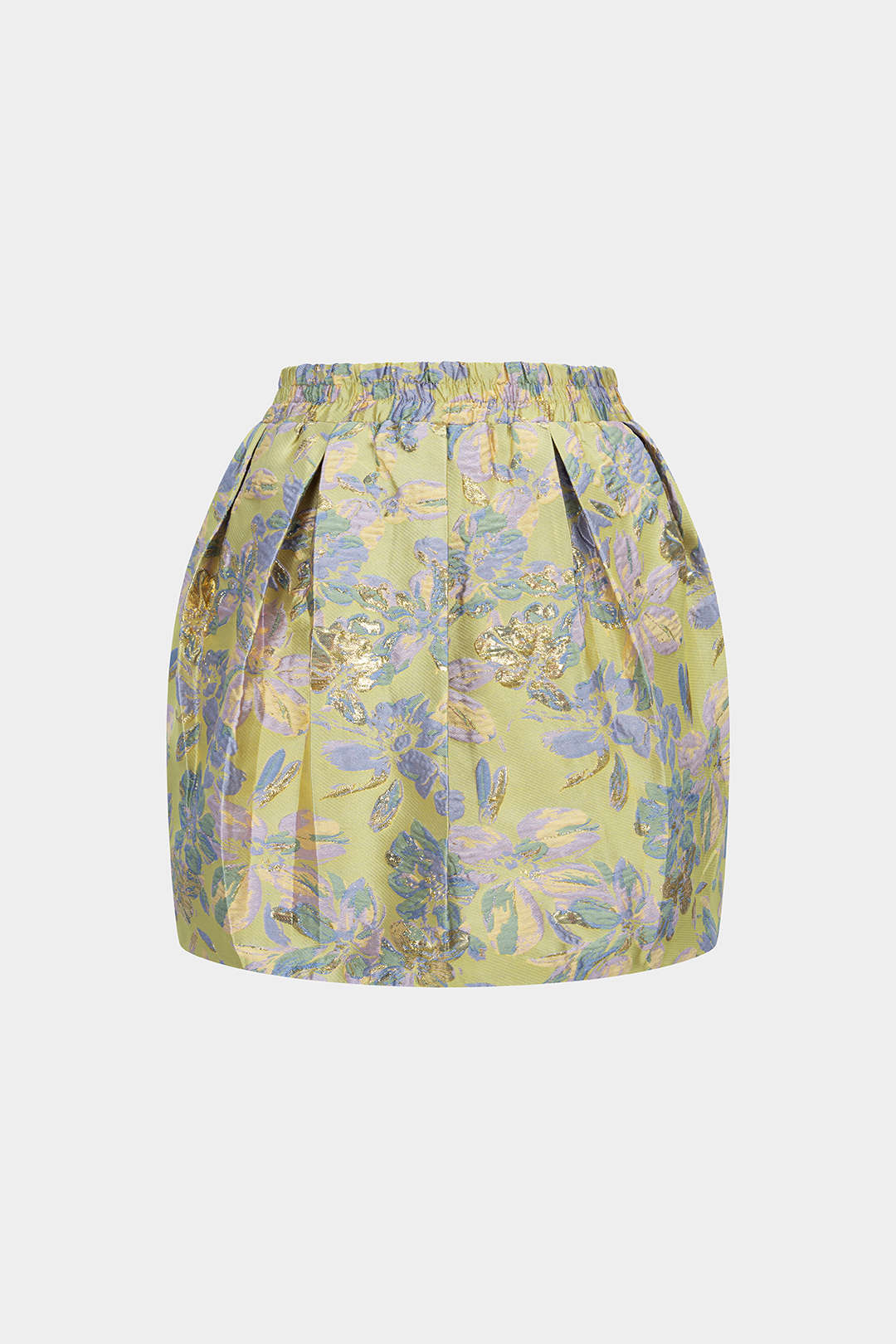 Rock mit Blumenmuster, Jacquard und gesmoktem Bund