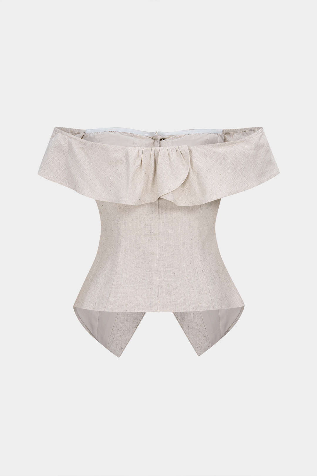 Linen Metallic Button Off-Shoulder Sleeveless Top