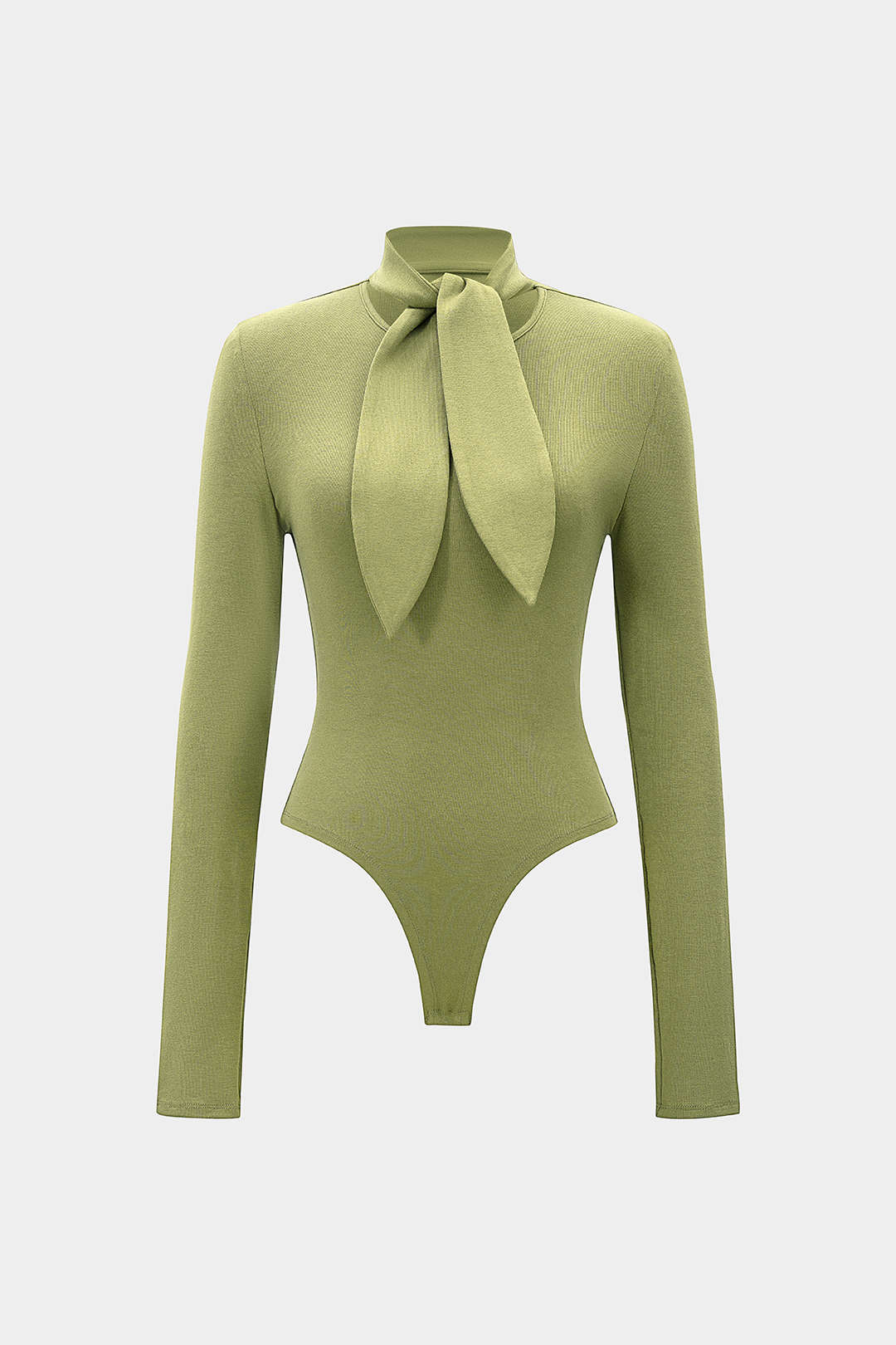 Round Neck Tie Front Long-Sleeve Bodysuit
