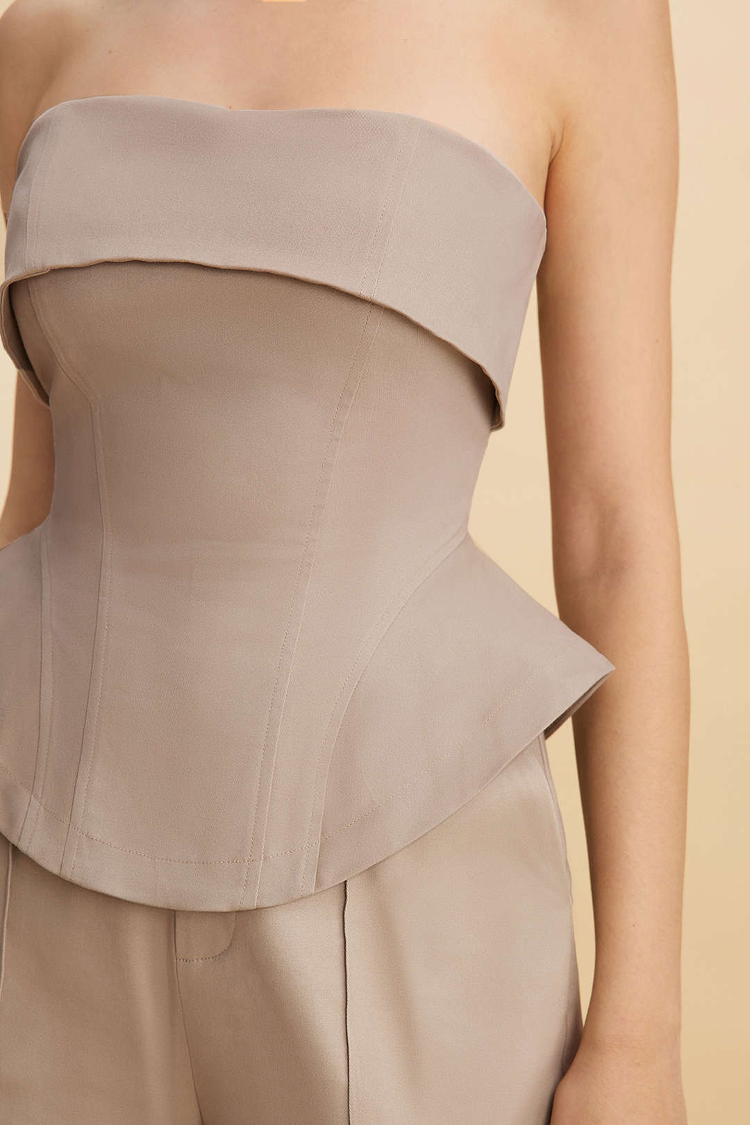 Zipper Waist-Cinching Strapless Tube Top