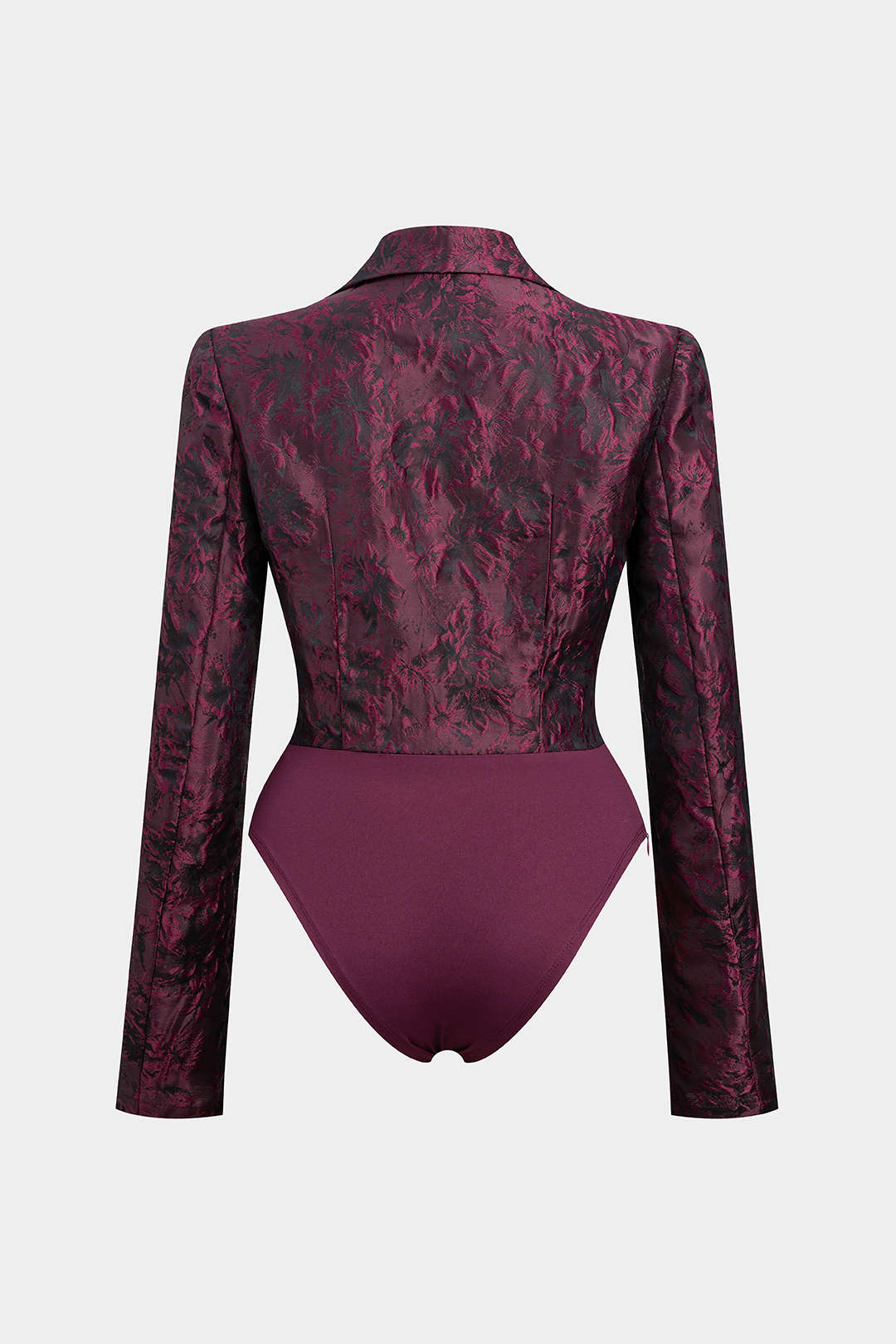 Body à manches longues avec revers cranté en jacquard imprimé floral