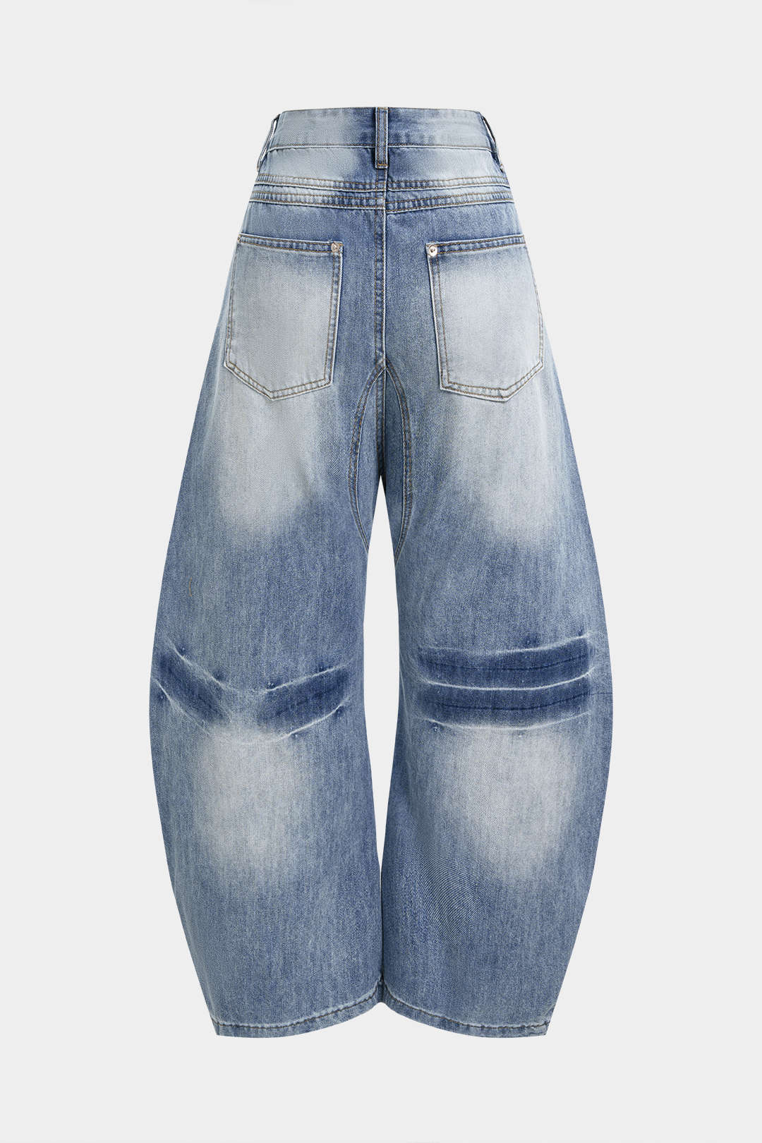 Denim Plaid Print Asymmetrical Tie-Up Wide Leg Jeans