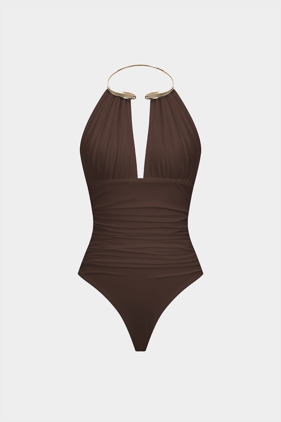 Metallic Deko Neckholder Geraffter Ärmelloser Rückenfekter Bodysuit