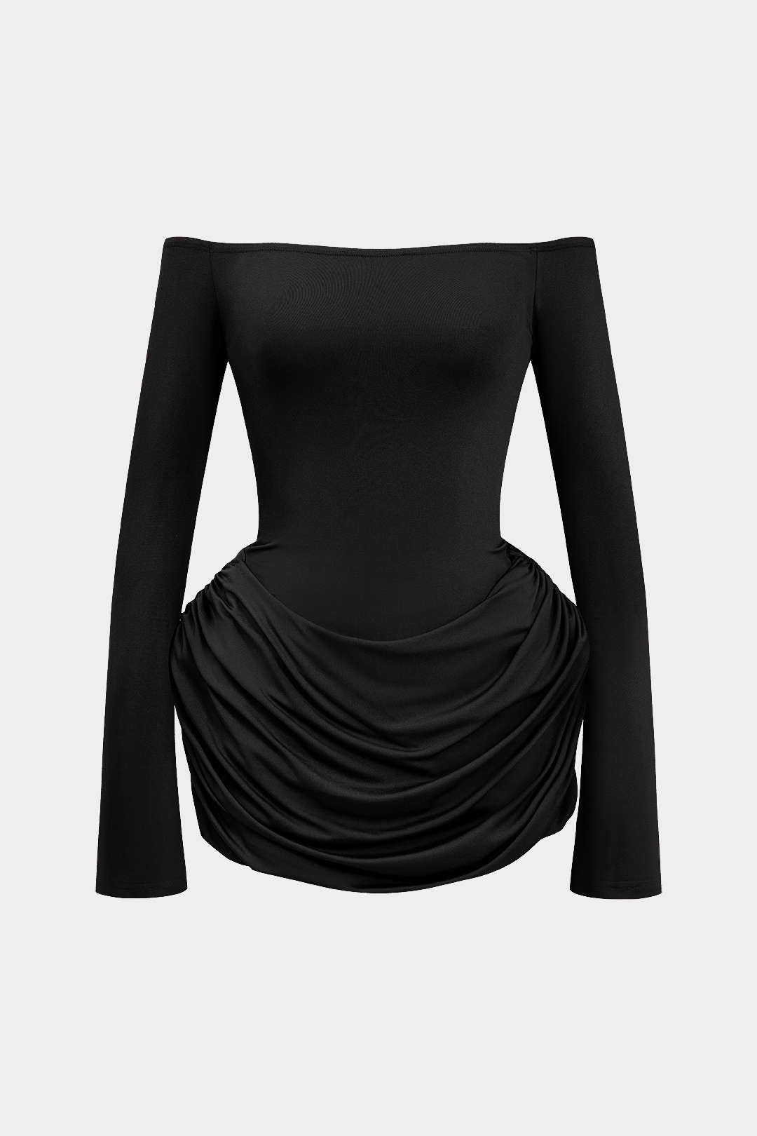 Mini-robe froncée à épaules dénudées