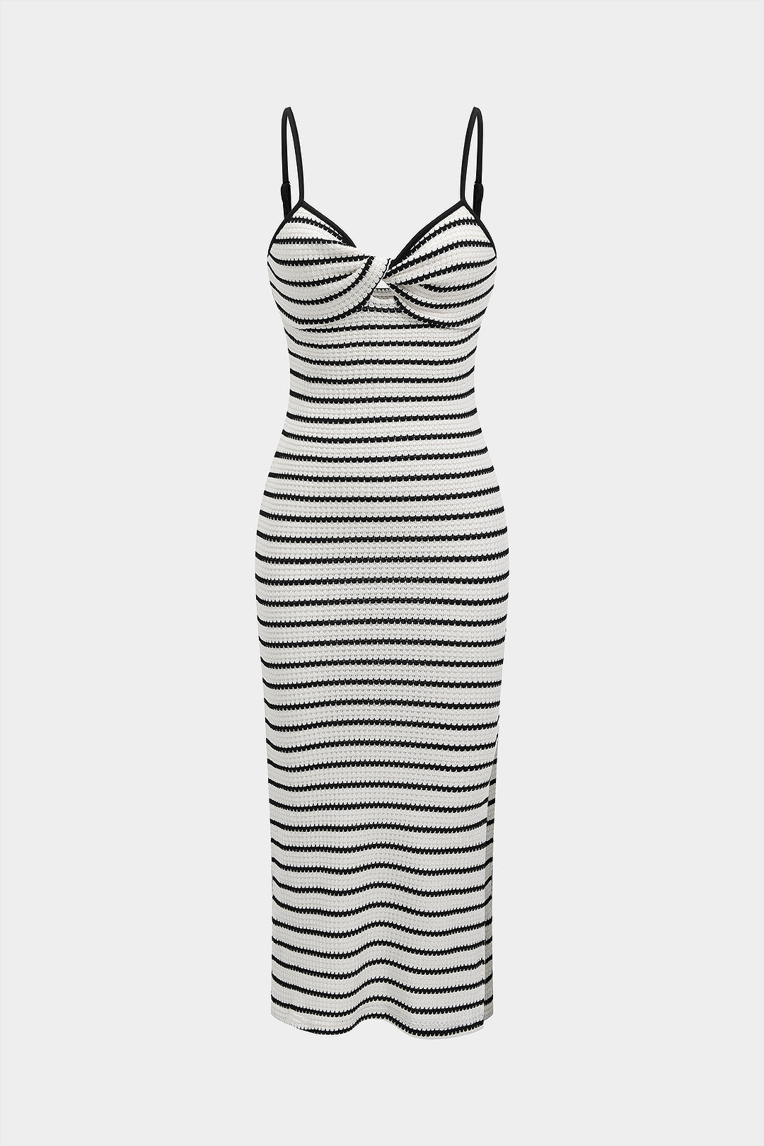 Stripes Print Twist Knot Slip Sleeveless Maxi Dress