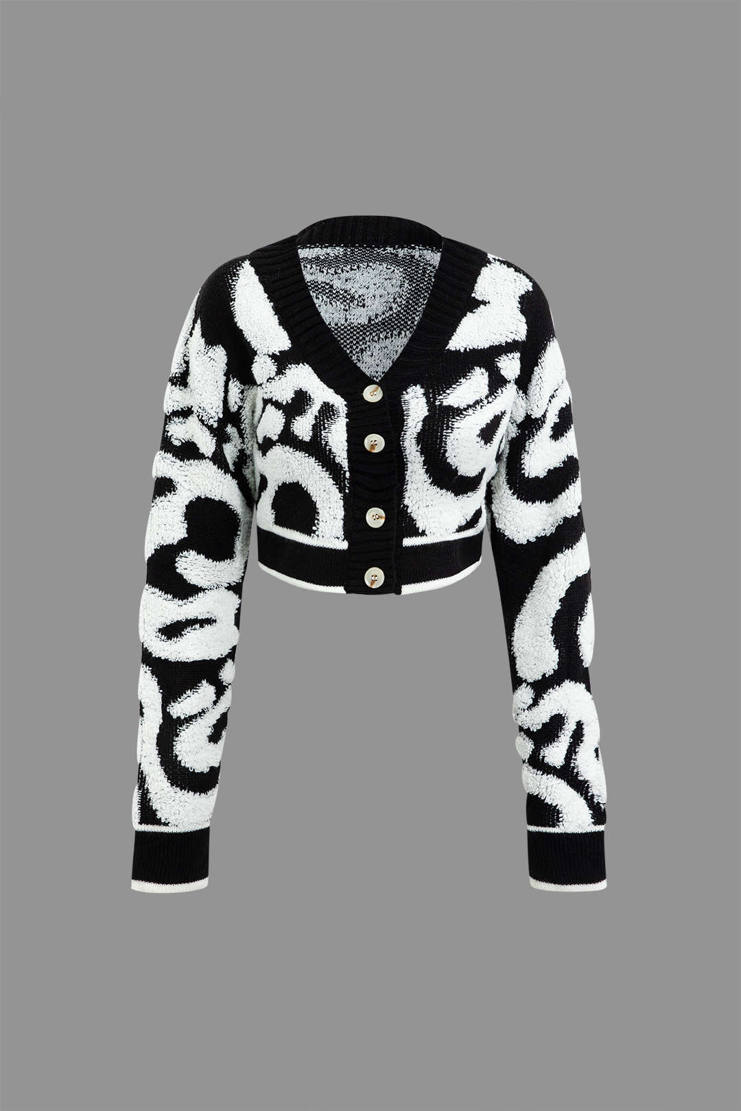 Knit Colorblock V-Neck Button Up Cardigan
