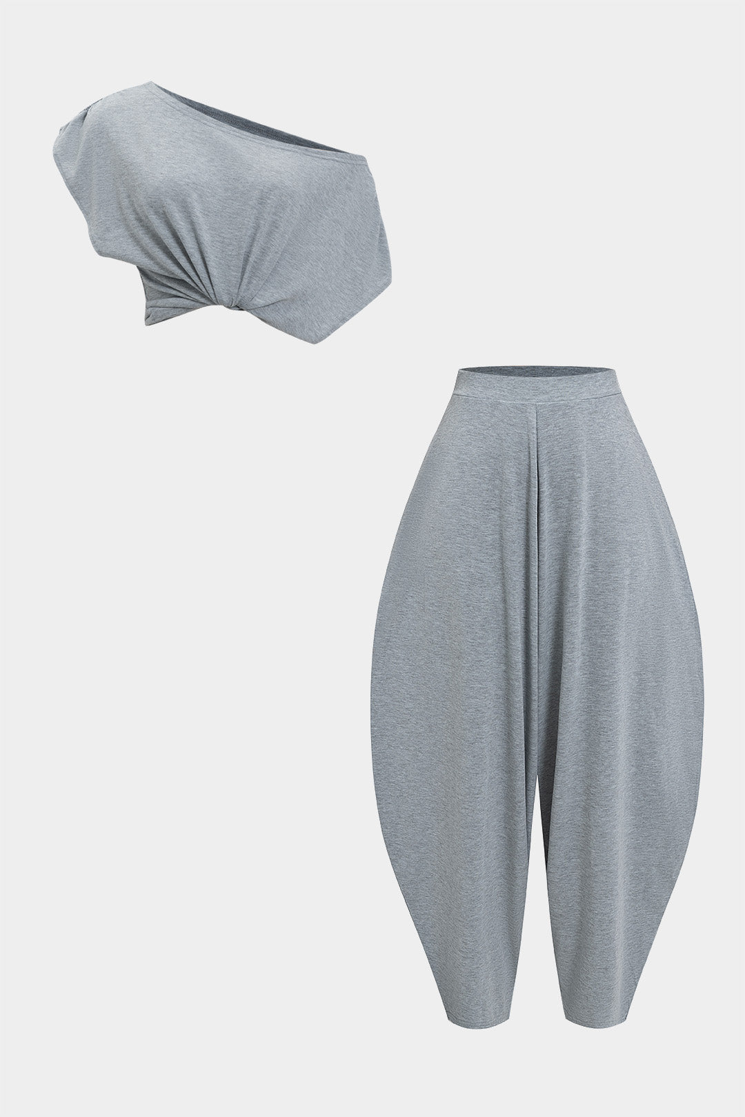 Asymmetrical Top And Barrel Pants Set