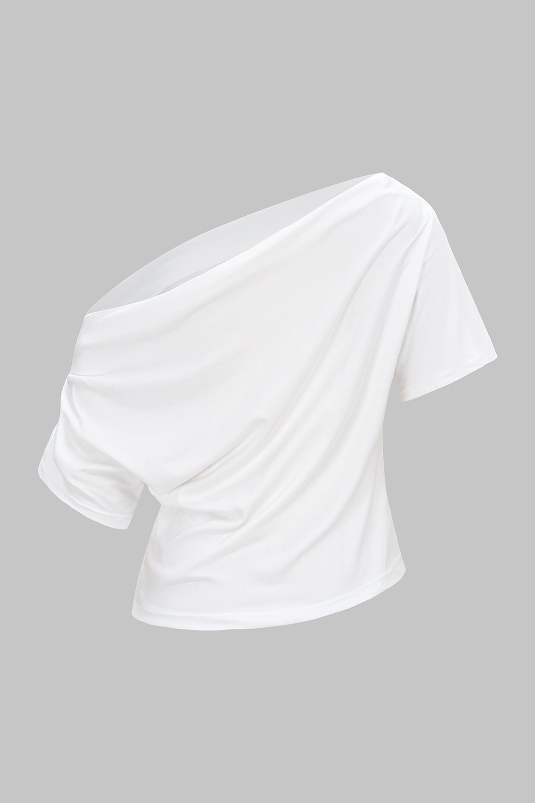 Solid One Shoulder Short Sleeve T-Shirt