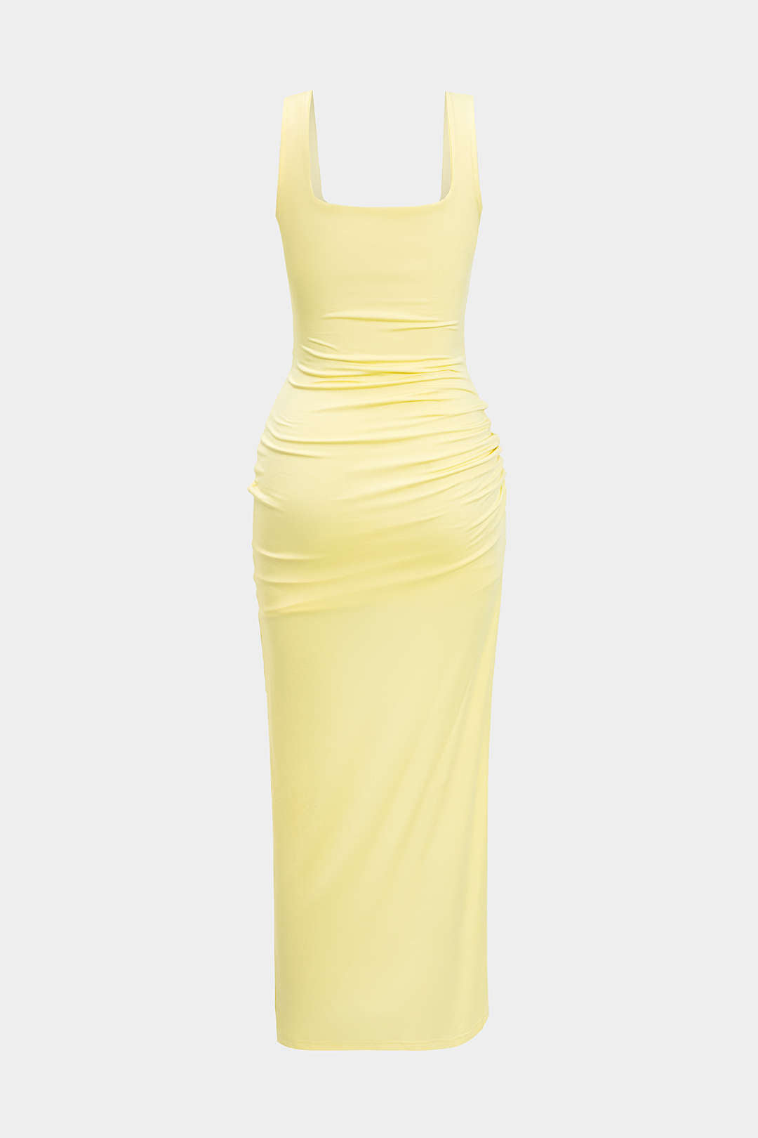 Robe midi unie avec découpe et fente à torsion sur le devant