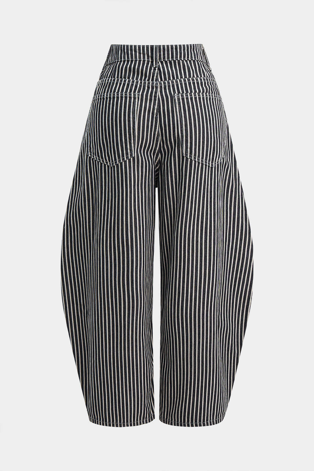 Pantalon tonneau imprimé à rayures