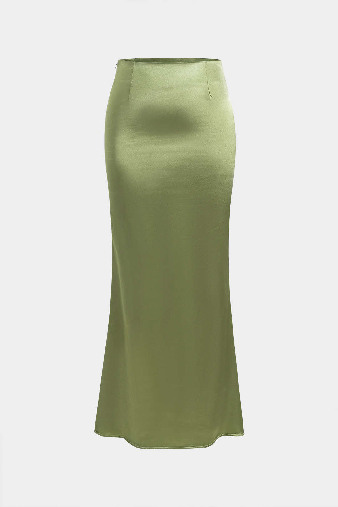 Solid Satin Zipper Skirt