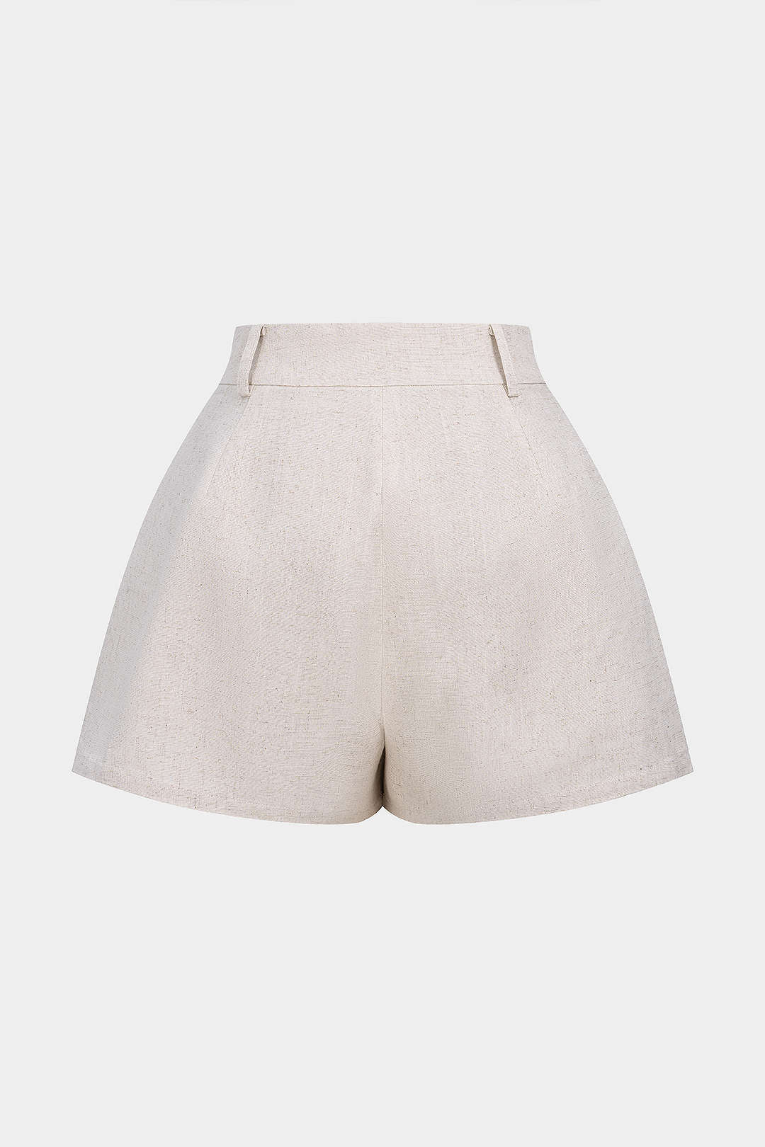 Kurze Leinenhose mit hoher Taille und Knöpfen
