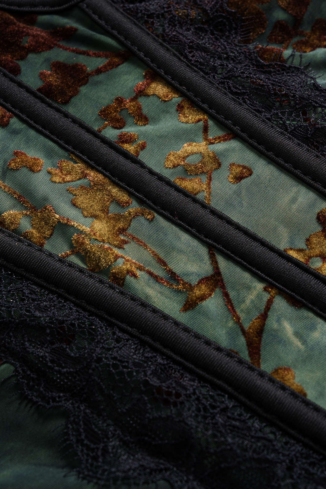 Haut caraco corset bustier en dentelle imprimé rétro