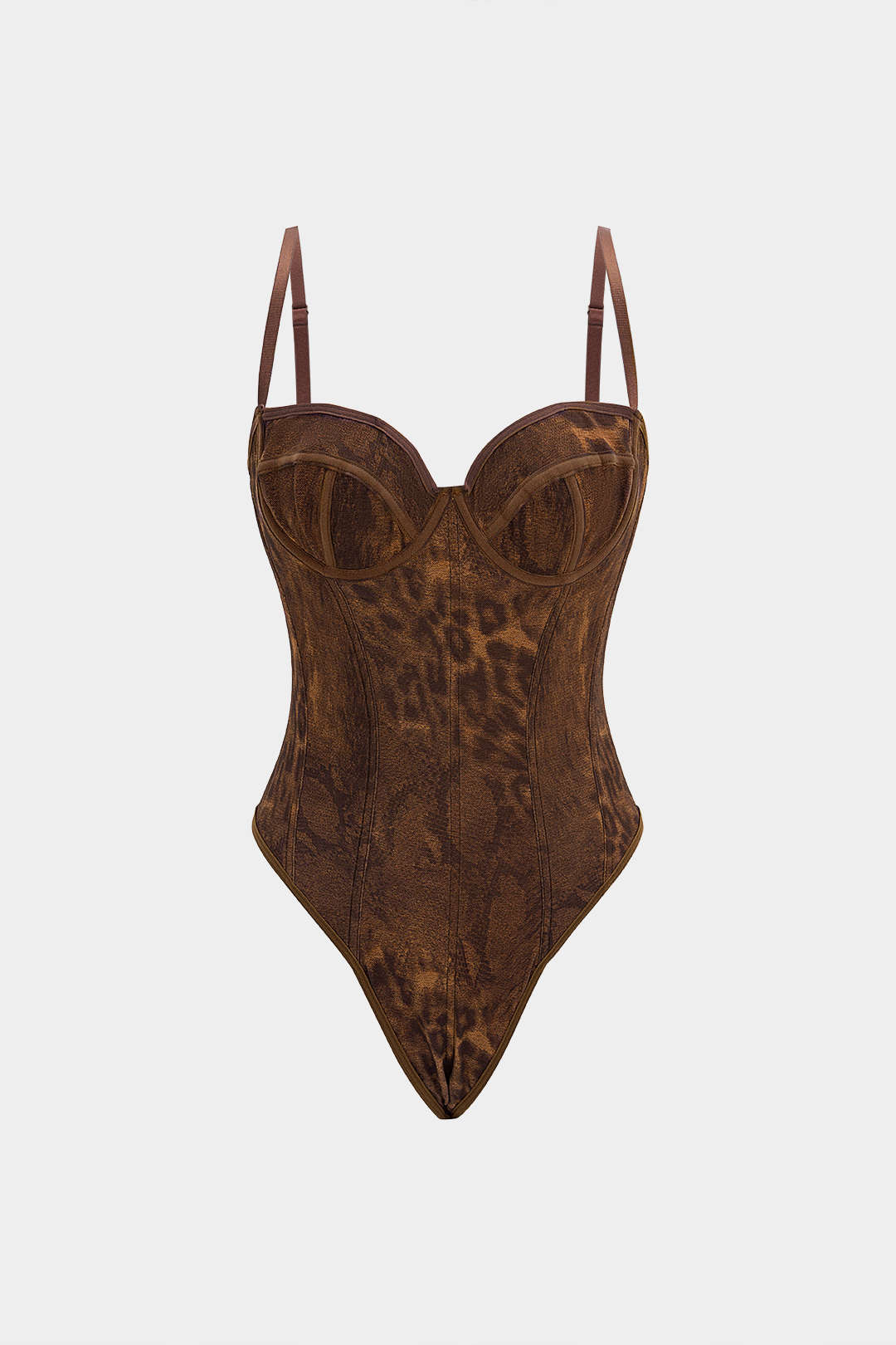 Leopard Print Corset Sleeveless Bodysuit