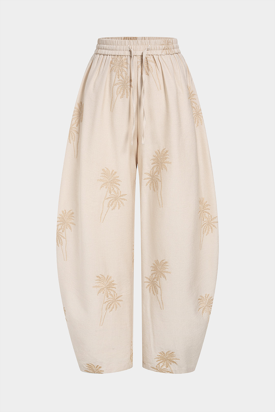 Bestickte Hose mit weitem Bein und Kordelzug