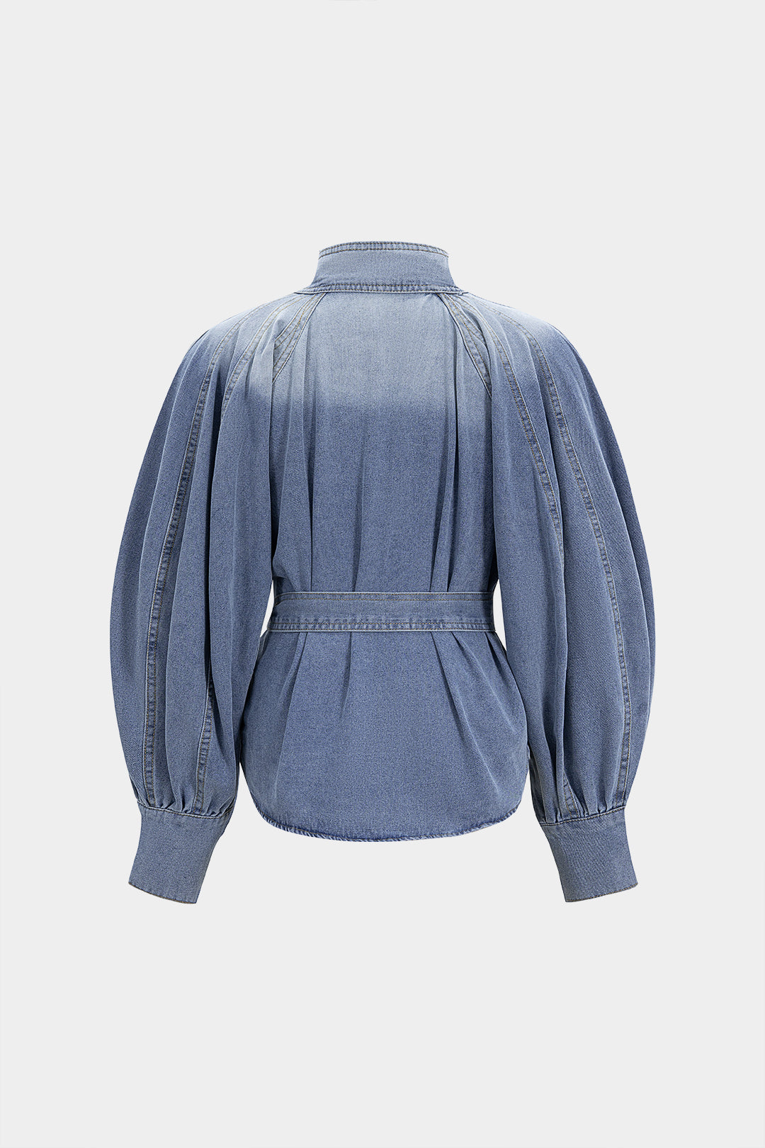 Jeans-Raglanärmel-Knopf-Träger-Gürtel-Oberbekleidung