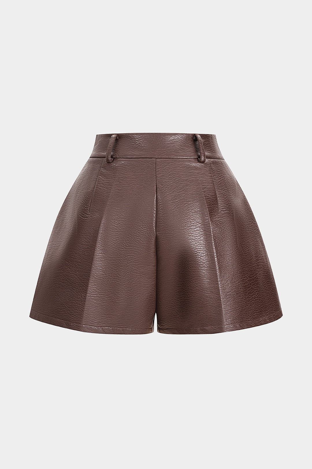 Short droit zippé basique en similicuir léopard