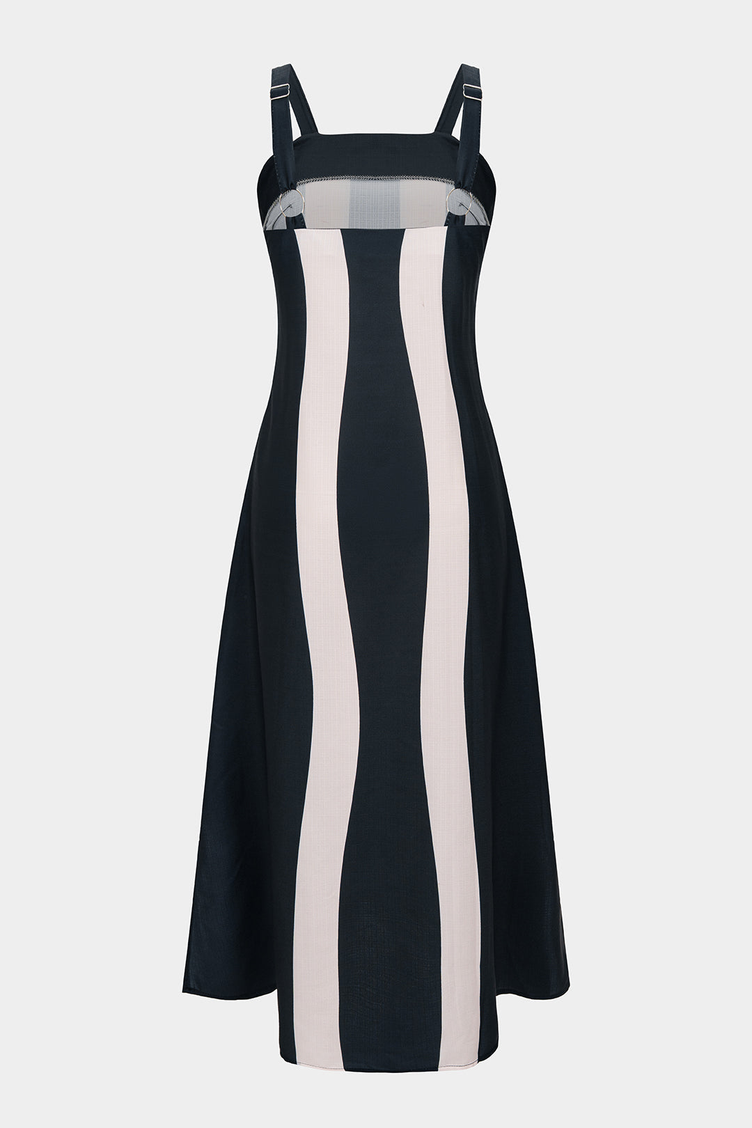 Contrast Stripes Print Sleeveless Midi Dress