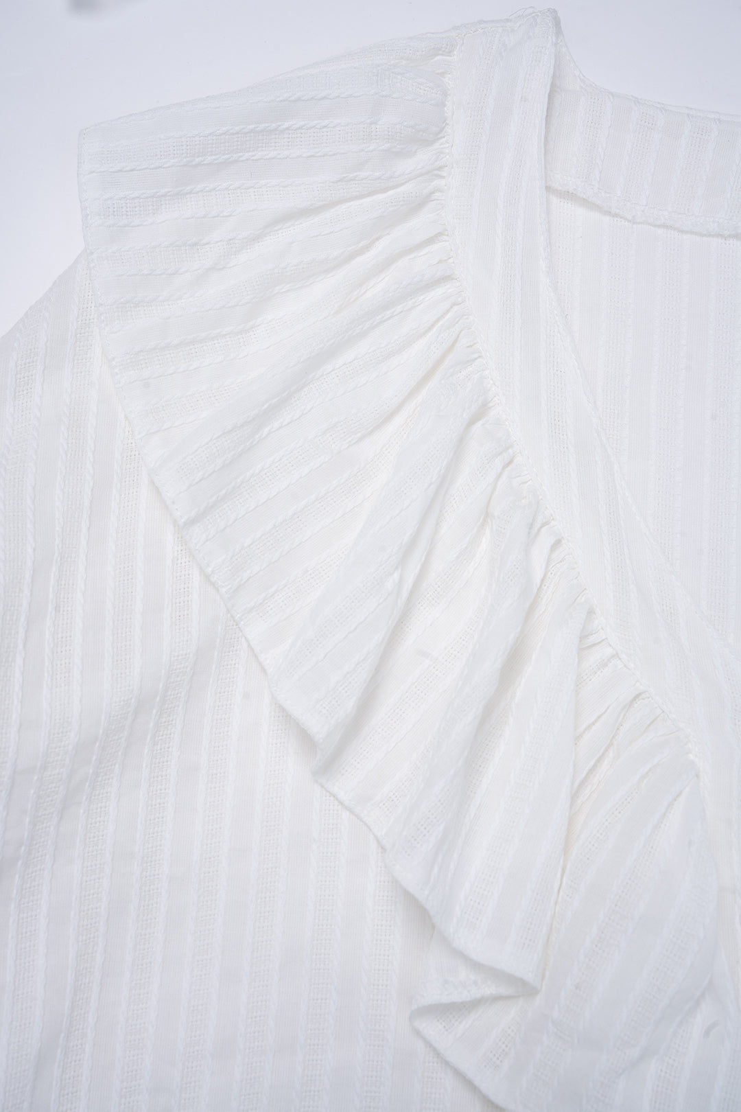 Ruffle V-Neck Long-Sleeve Shirt