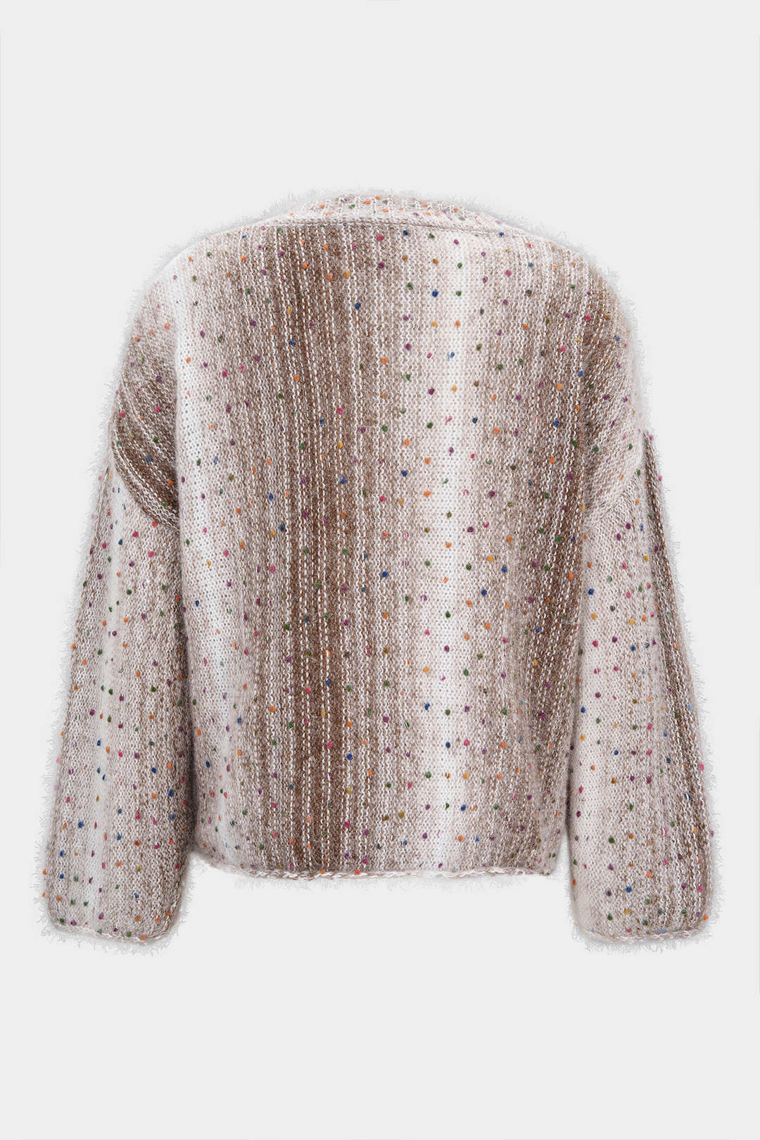 Knit Contrast V-Neck Long-Sleeve Top