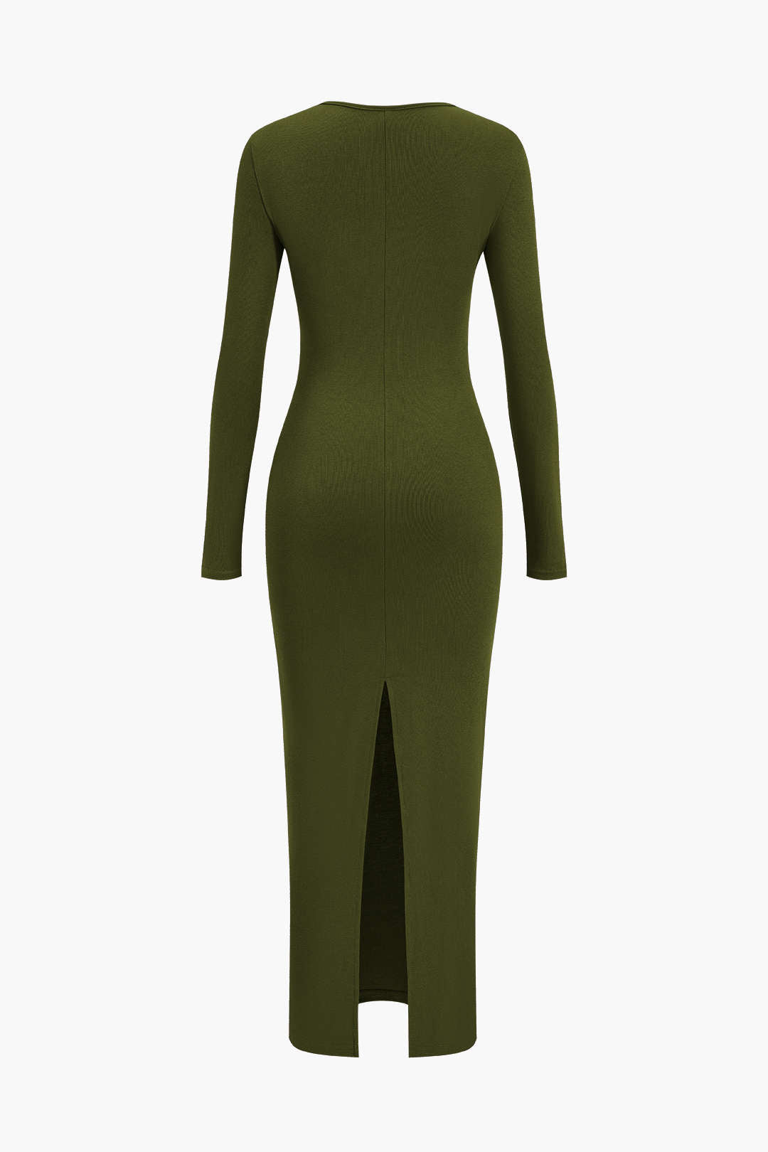 Robe longue asymétrique fendue au cou
