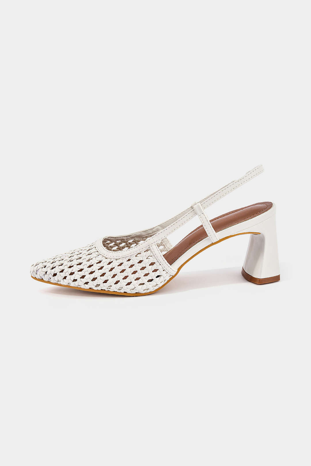 Woven Cut Out Pointed Heels