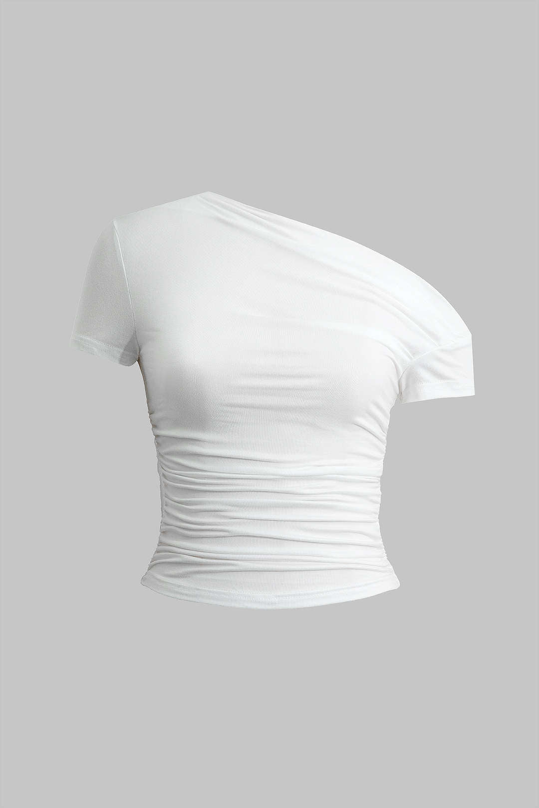 T-shirt basique asymétrique froncé