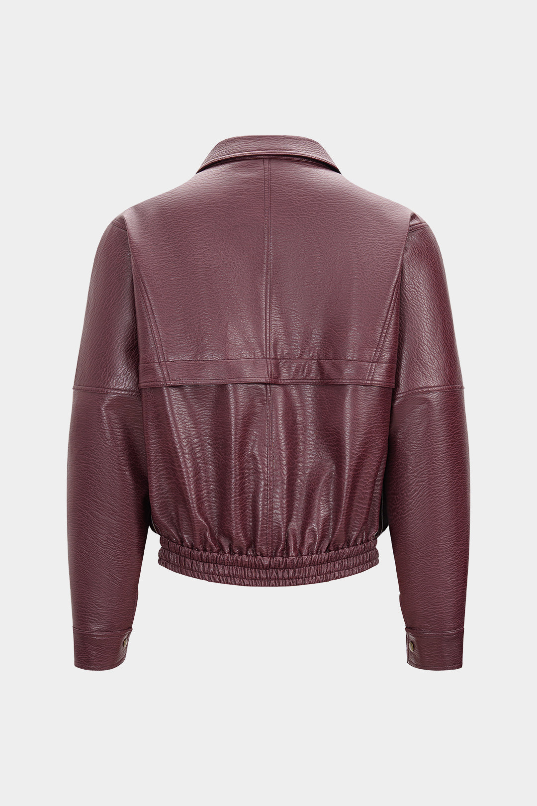 Faux Leather Texture Zipper Jacket