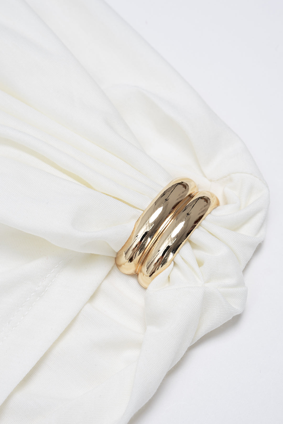 Metallic Decor One Shoulder Ruched Short Sleeve T-Shirt