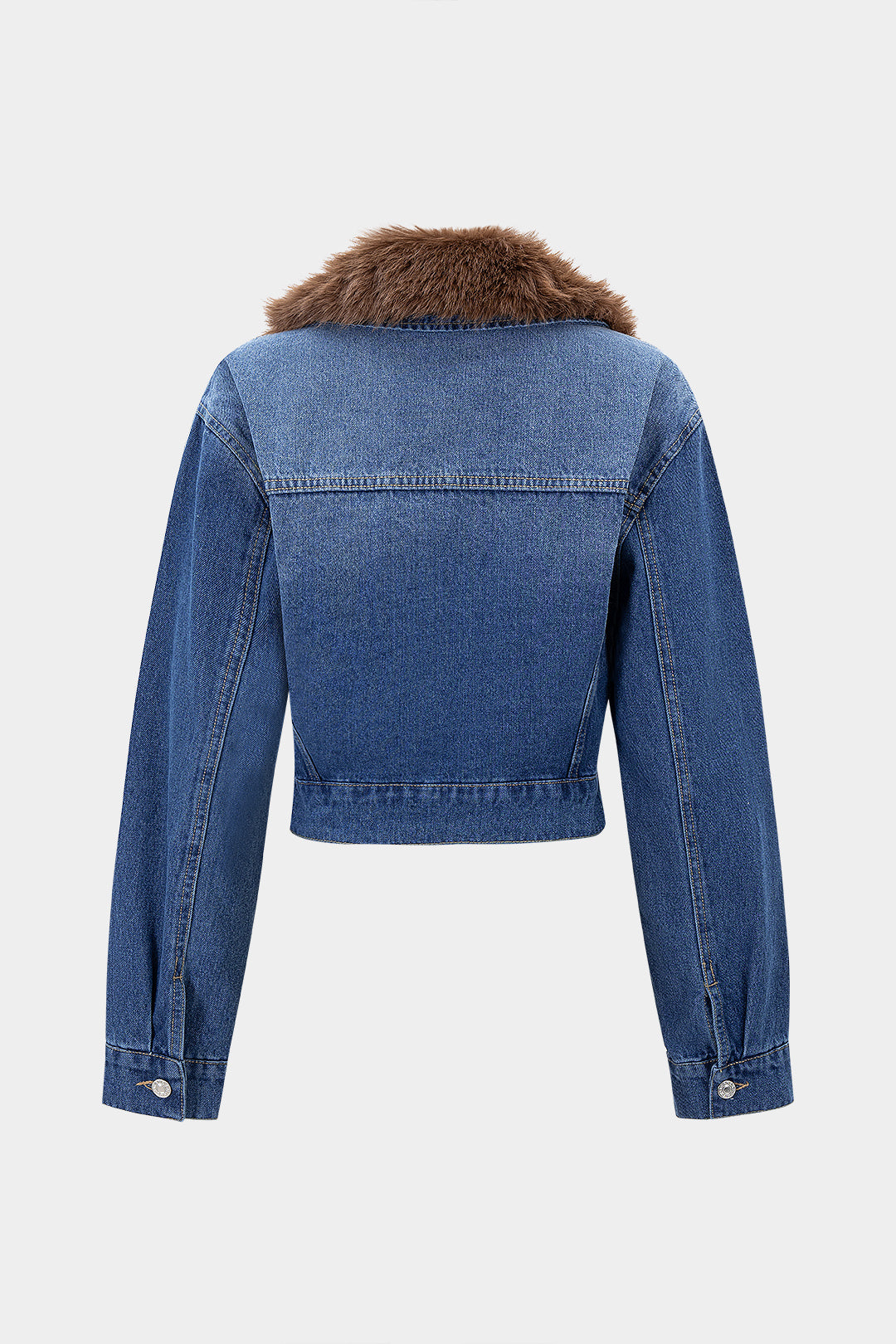Denim Faux Fur Patchwork Lapel Jacket