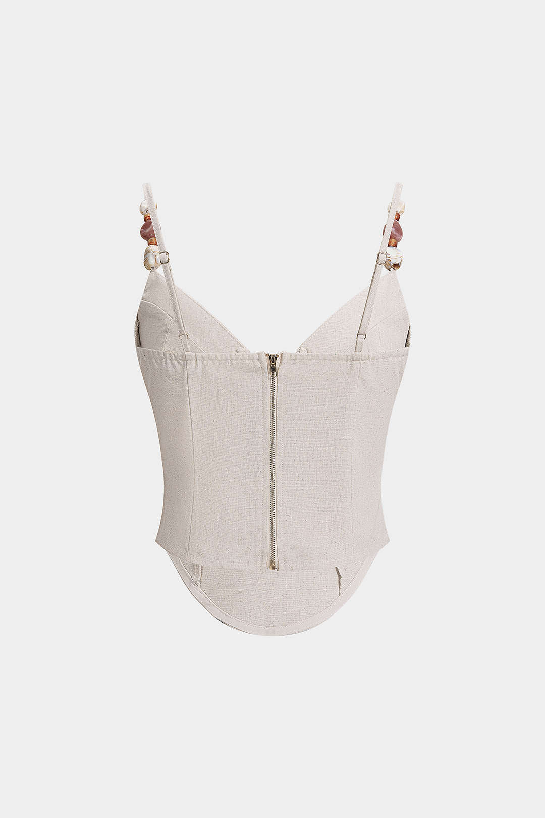 Leinen-V-Ausschnitt-Camisole mit Reißverschluss