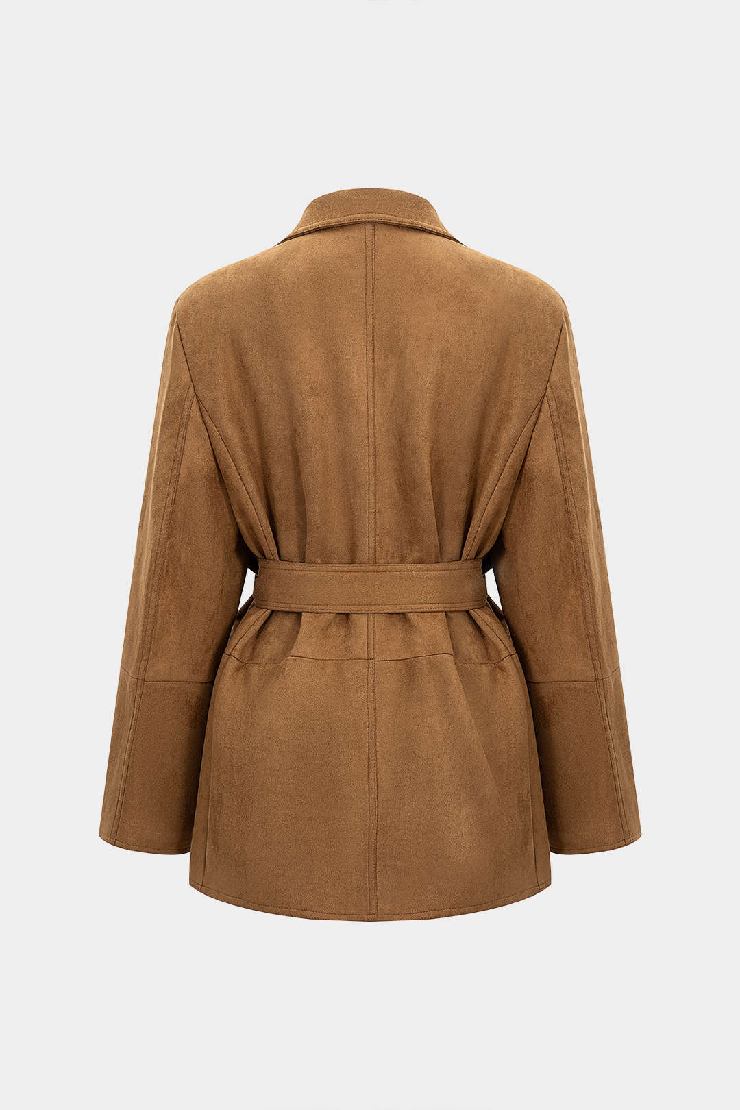 Blazer en suède à revers crantés avec poches à nouer